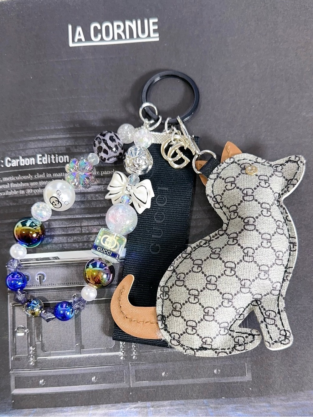 Authentic Gucci Ribbon with beads charm